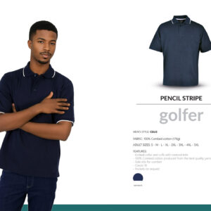 Pencil Stripe Golfer - Navy/white
