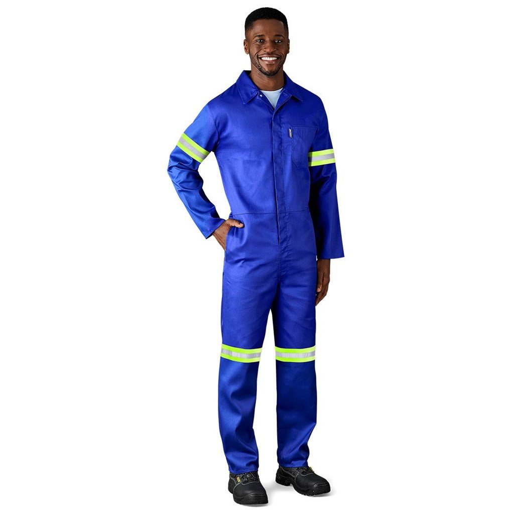 Safety Polycotton Boiler Suit - Reflective Arms Legs & Back - Yellow Tape - Image 2