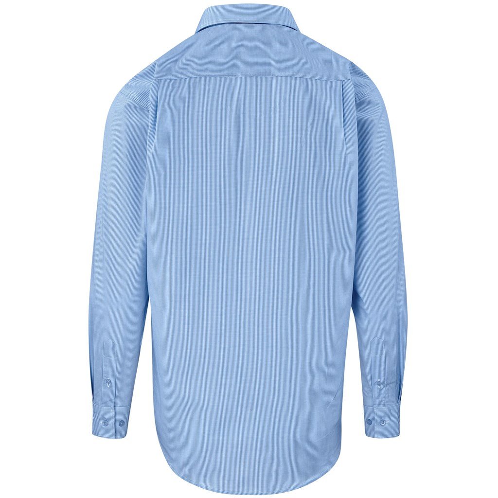 Mens Long Sleeve Micro Check Shirt - Light Blue - Image 3
