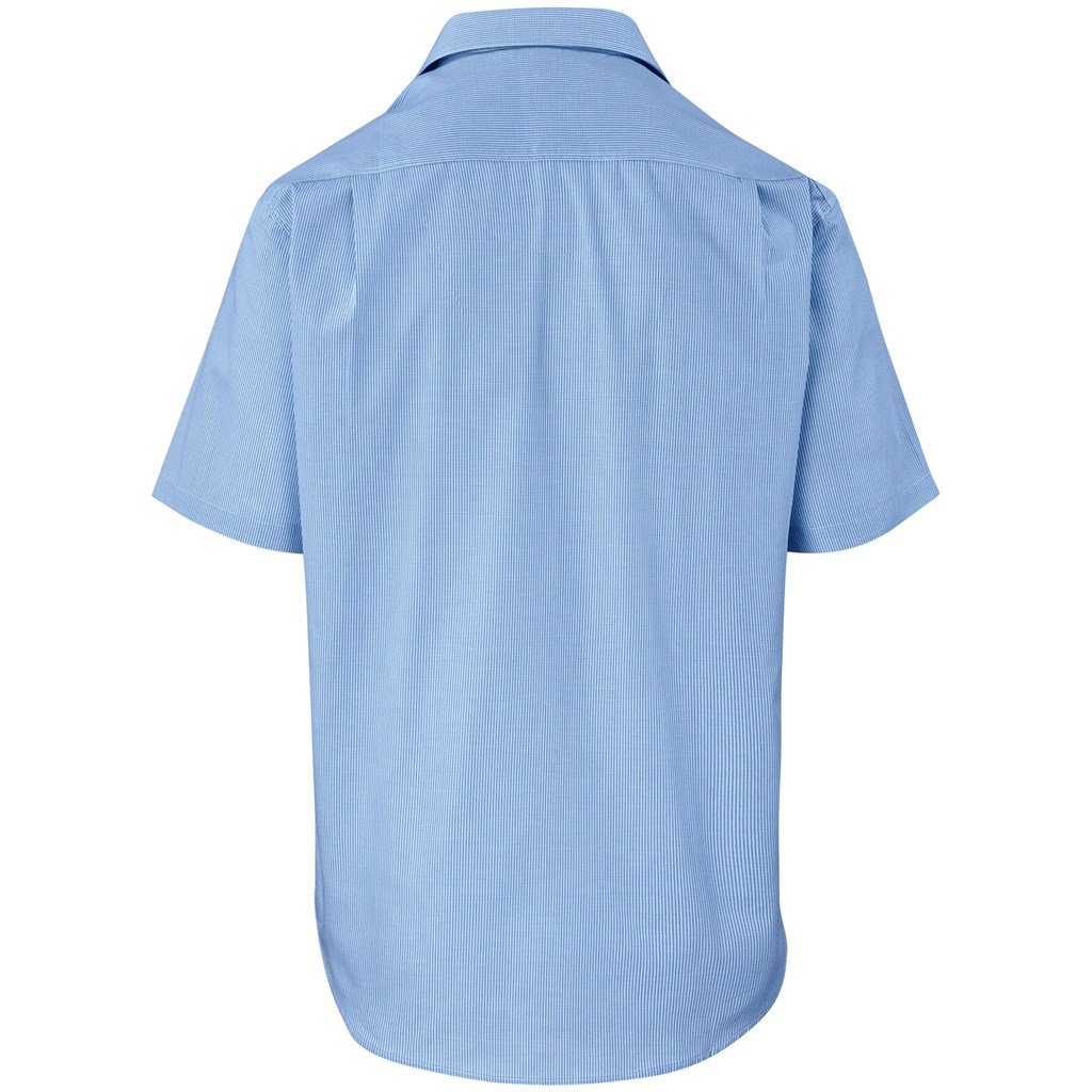 Mens Short Sleeve Micro Check Shirt - Light Blue - Image 2