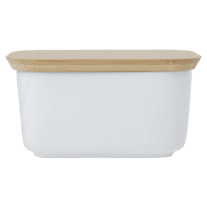 White Basics Butter Dish With Bamboo Lid