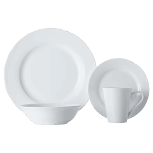 White Basics Cosmopolitan Rim Dinner Set 16 Piece