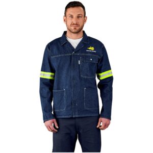Cast Premium 100% Cotton Denim Jacket - Reflective Arms - Yellow Tape