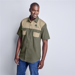 Mens Short Sleeve Serengeti 2-Tone Bush Shirt