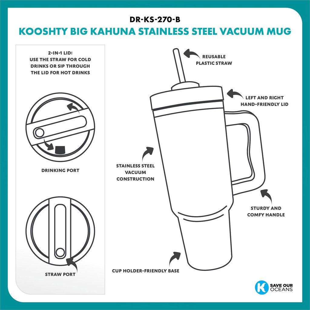 Kooshty Big Kahuna Stainless Steel Vacuum Mug – 1.2 Litre - Image 8