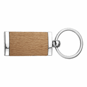 Wooden Keychain With Metal Trim