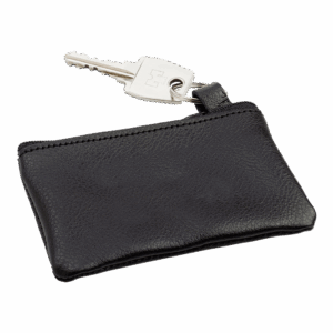 Leather Zippered Pouch with Split Ring