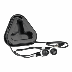 Earphones in Triangular Protective Case