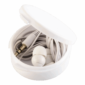 Earphones in Round Case