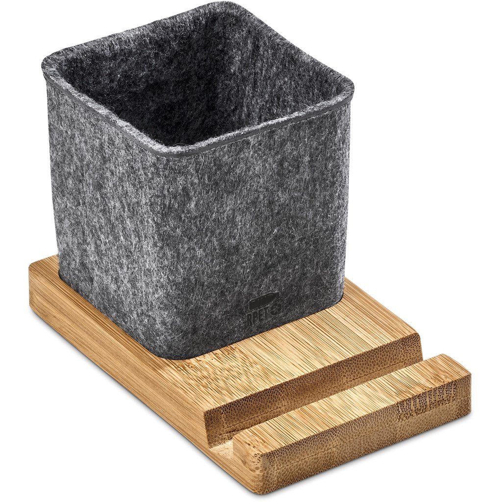 Okiyo Kyadi Recycled PET & Bamboo Desk Caddy Phone Stand - Image 15