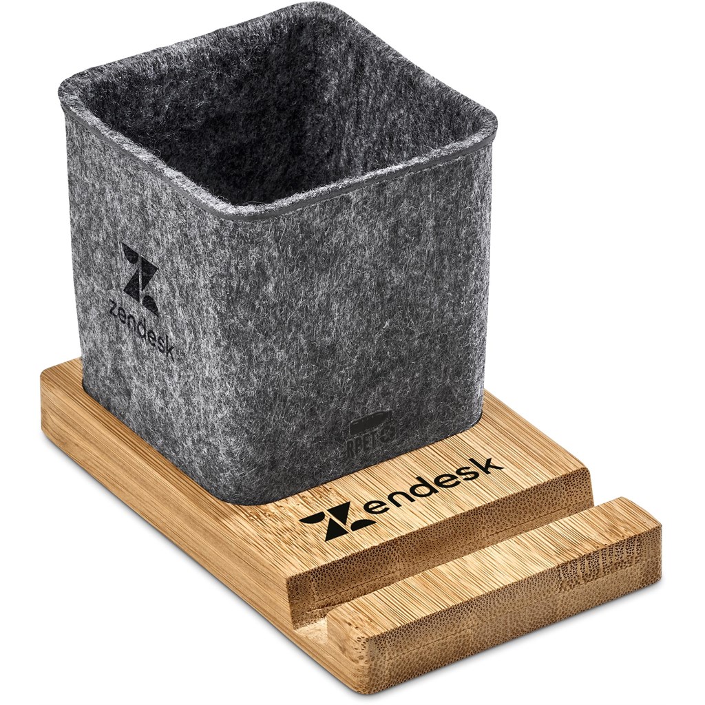 Okiyo Kyadi Recycled PET & Bamboo Desk Caddy Phone Stand - Image 3