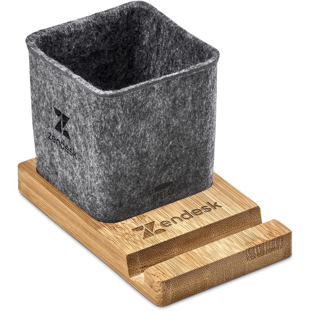 Okiyo Kyadi Recycled PET & Bamboo Desk Caddy Phone Stand - Image 9