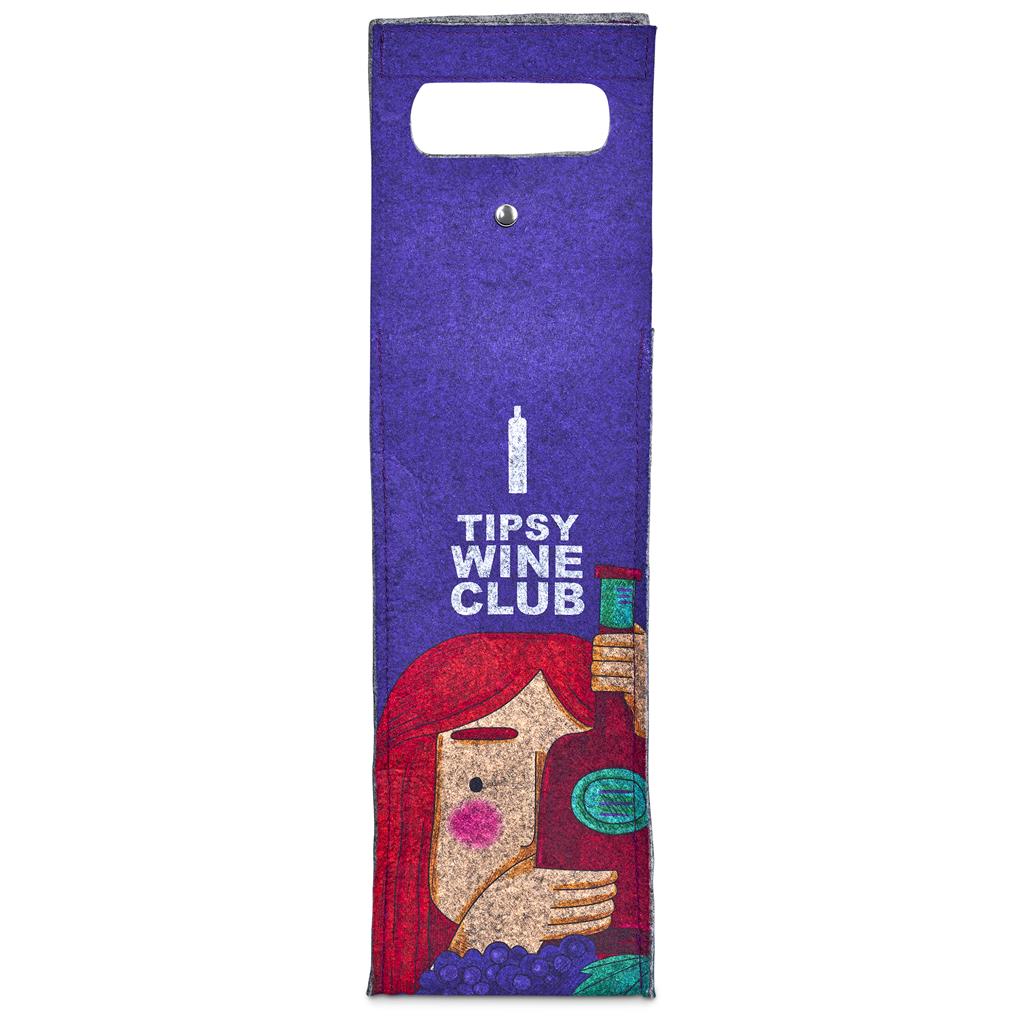 Pre-Printed Sample Hoppla Velto RPET Felt Single Wine Carrier - Image 5