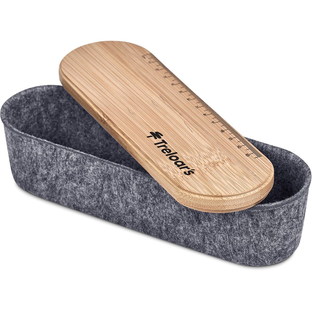 Okiyo Byoga Recycled PET Felt & Bamboo Stationery Case - Image 9
