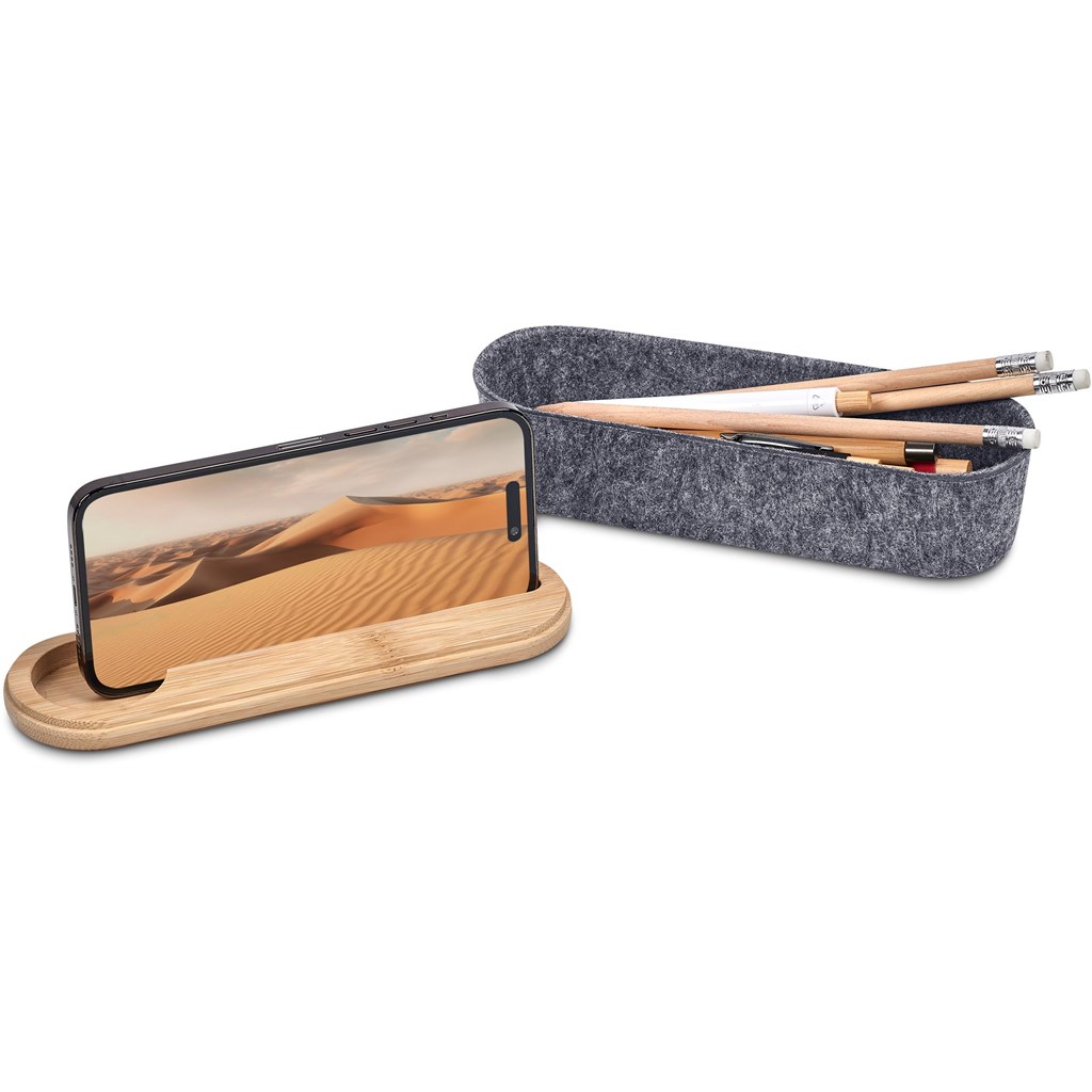 Okiyo Byoga Recycled PET Felt & Bamboo Stationery Case - Image 12
