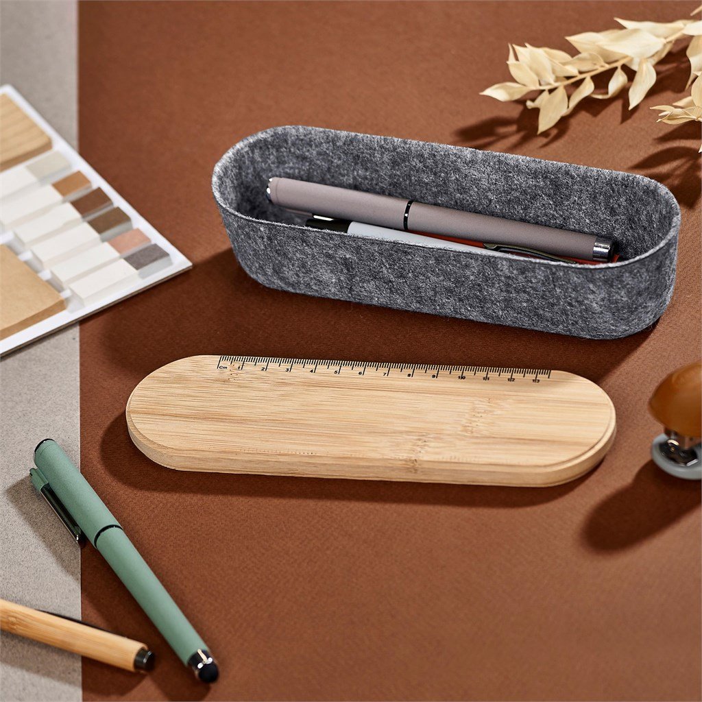 Okiyo Byoga Recycled PET Felt & Bamboo Stationery Case - Image 10