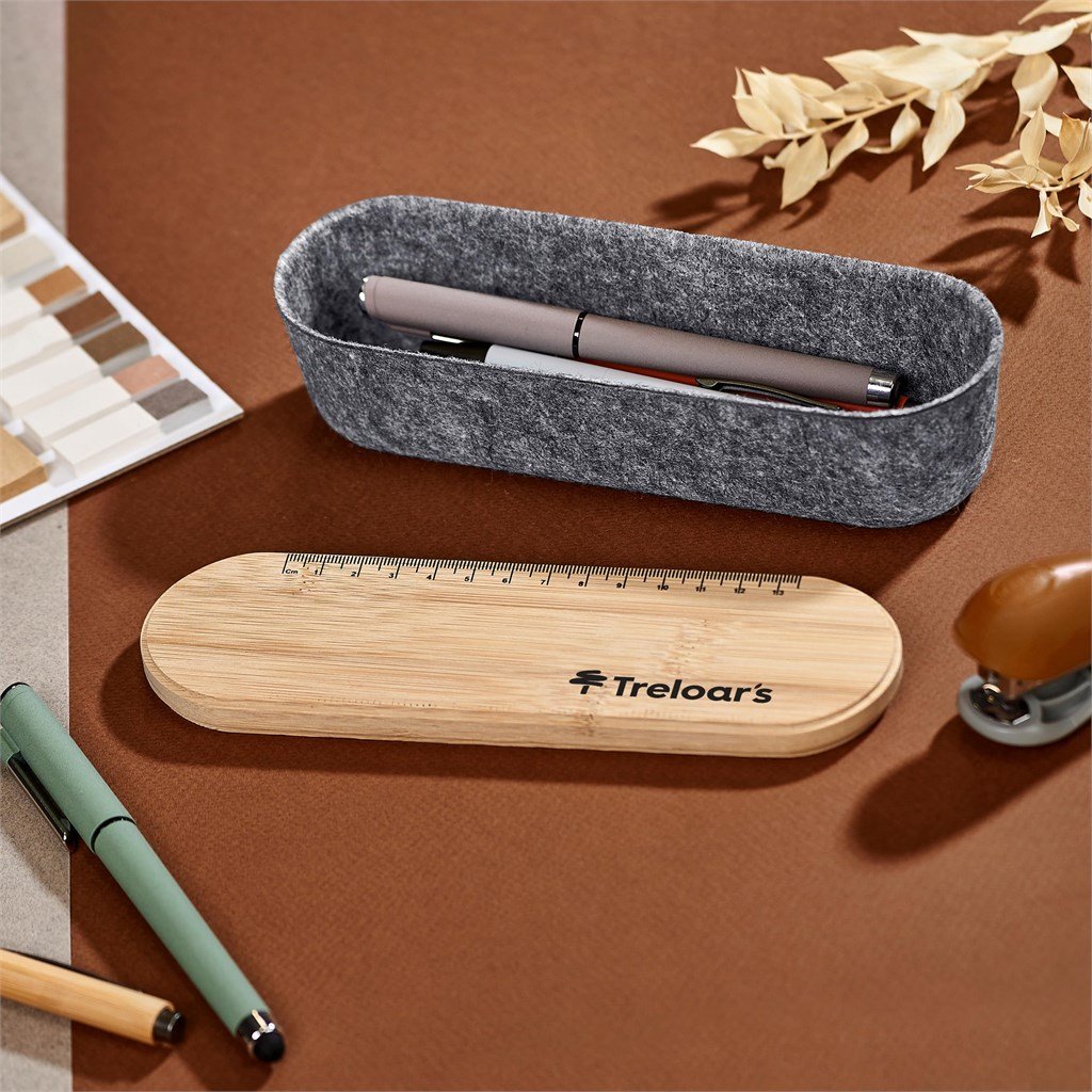 Okiyo Byoga Recycled PET Felt & Bamboo Stationery Case - Image 4