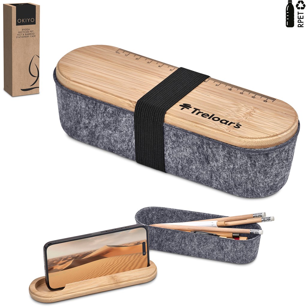 Okiyo Byoga Recycled PET Felt & Bamboo Stationery Case - Image 8